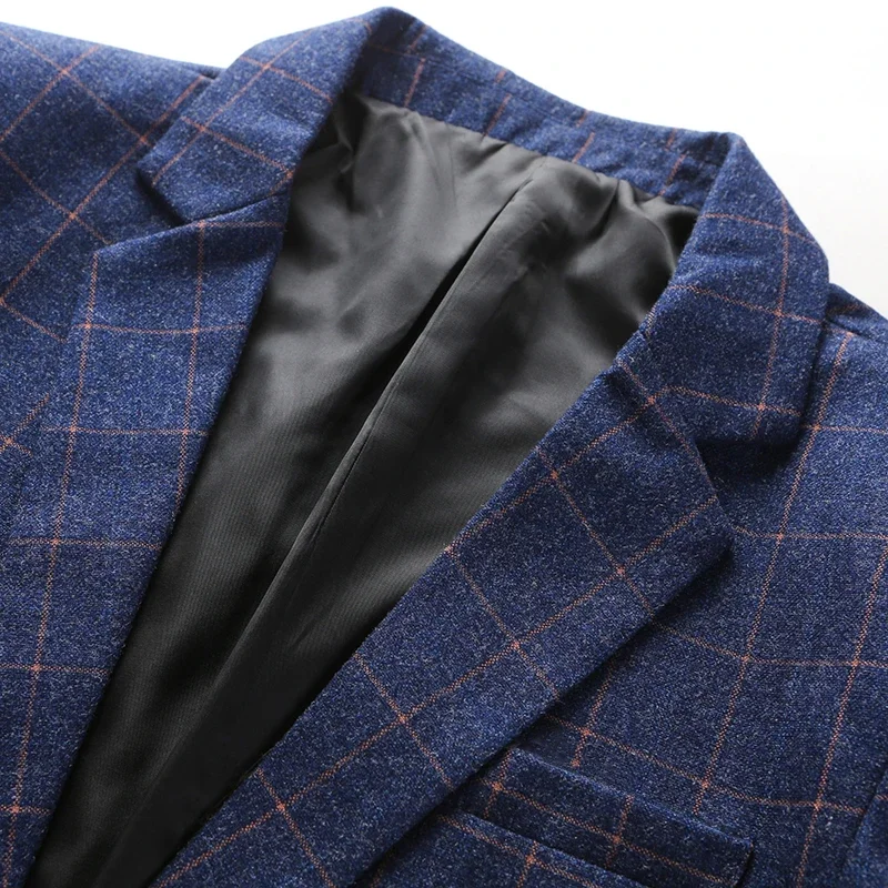 High End Brand Boutique Fashion Plaid Men\'s Casual Business Suit Blazers Groom Wedding Dress Men\'s Classic Checked Suits Jacket