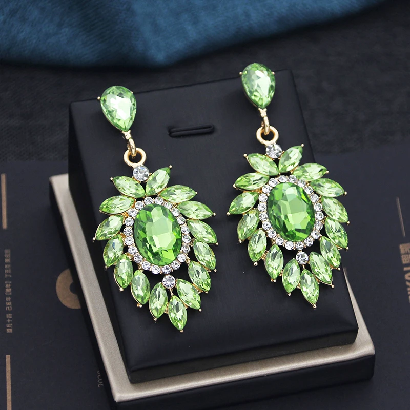 Colorful Hanging Earrings for Women Fashion 2024 Collection AB Purple Green Dangle Earring Jewelry Gifts