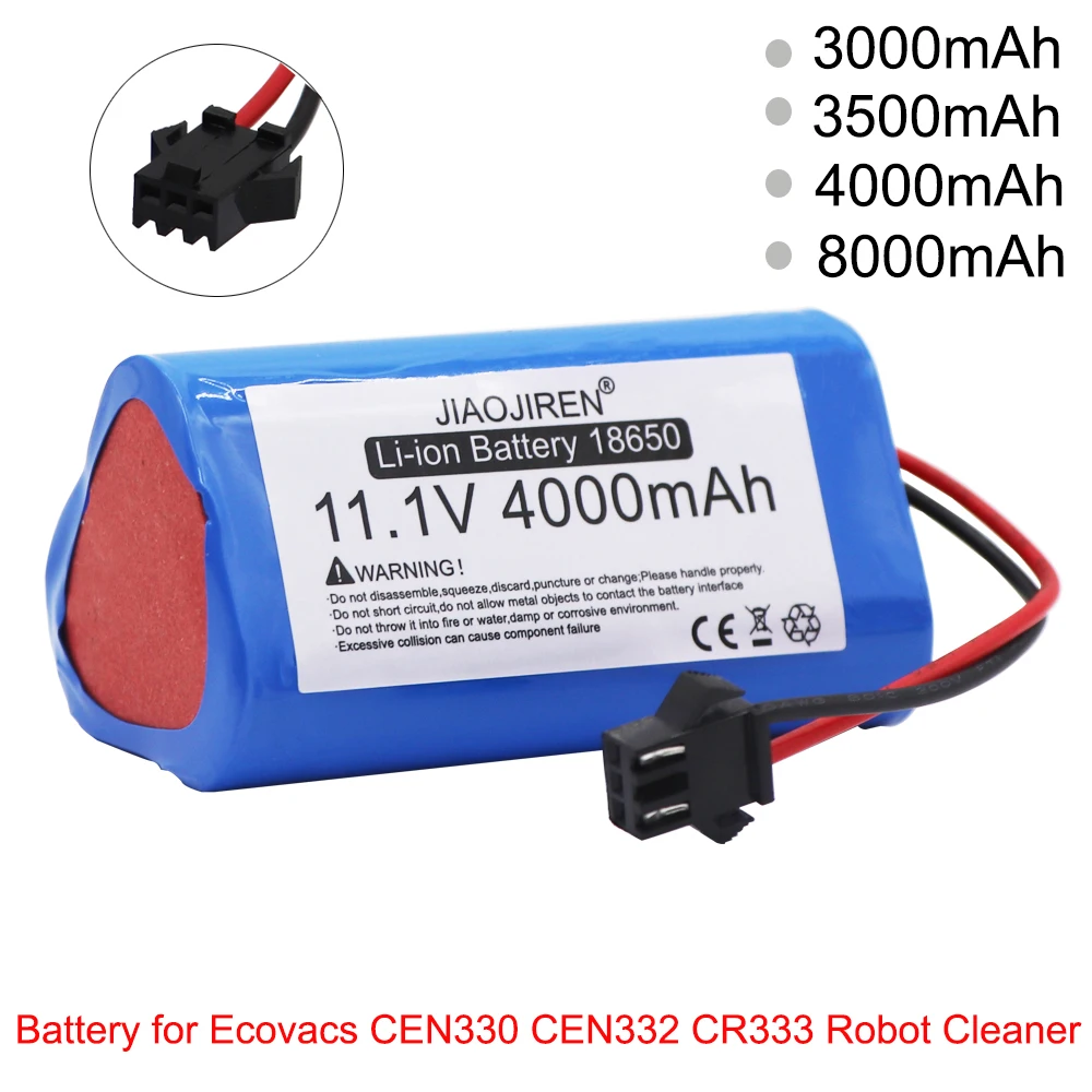 11.1V 4000mAh 18650 Li-ion Replacement Battery for Ecovacs Deebot Deepoo CEN330 CEN332 Vacuum Robot Ecovacs Ilife V1 V3 X3 V5 X5