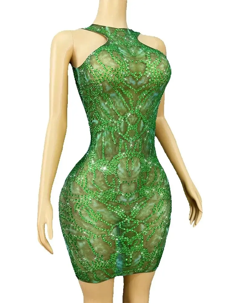 고품질 핫스탬핑 섹시 시스루 메쉬 탄성 드레스 2025 신상 맞춤 여성 의류