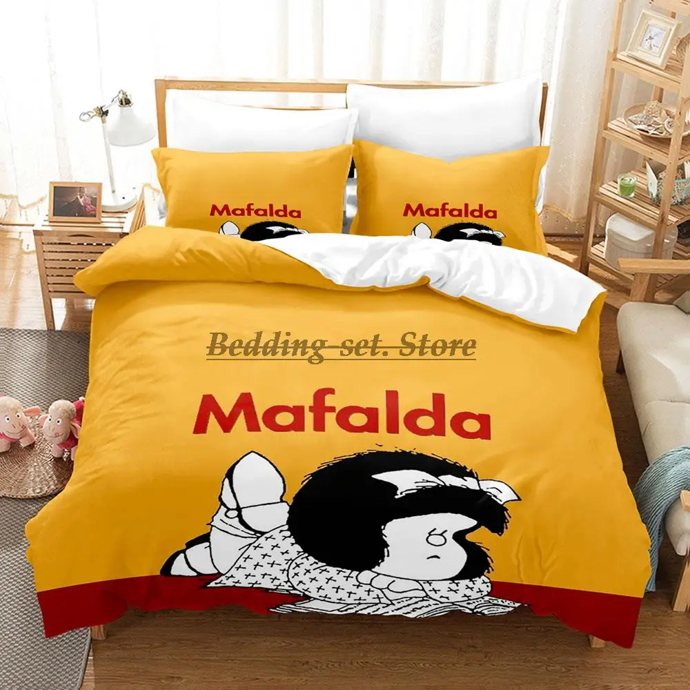 

2014 Kawaii Mafalda Bedding Set Single Twin Full Queen King Size Bed Set Teenagers Bedroom Duvetcover Sets 3D Anime Bed Sheet Se