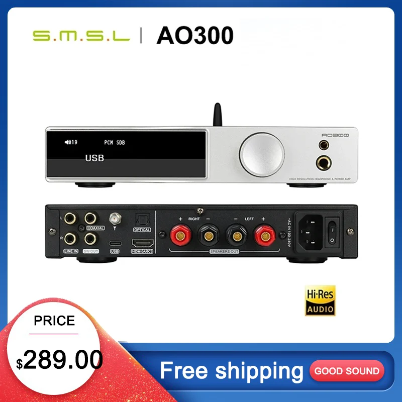 

SMSL AO300 Power Amplifier & Headphone AMP & Decoder MA5332MS MQA-CD Audio DAC CS43131 Headphone Amplifier XMOS XU-316 2.1 HIFI