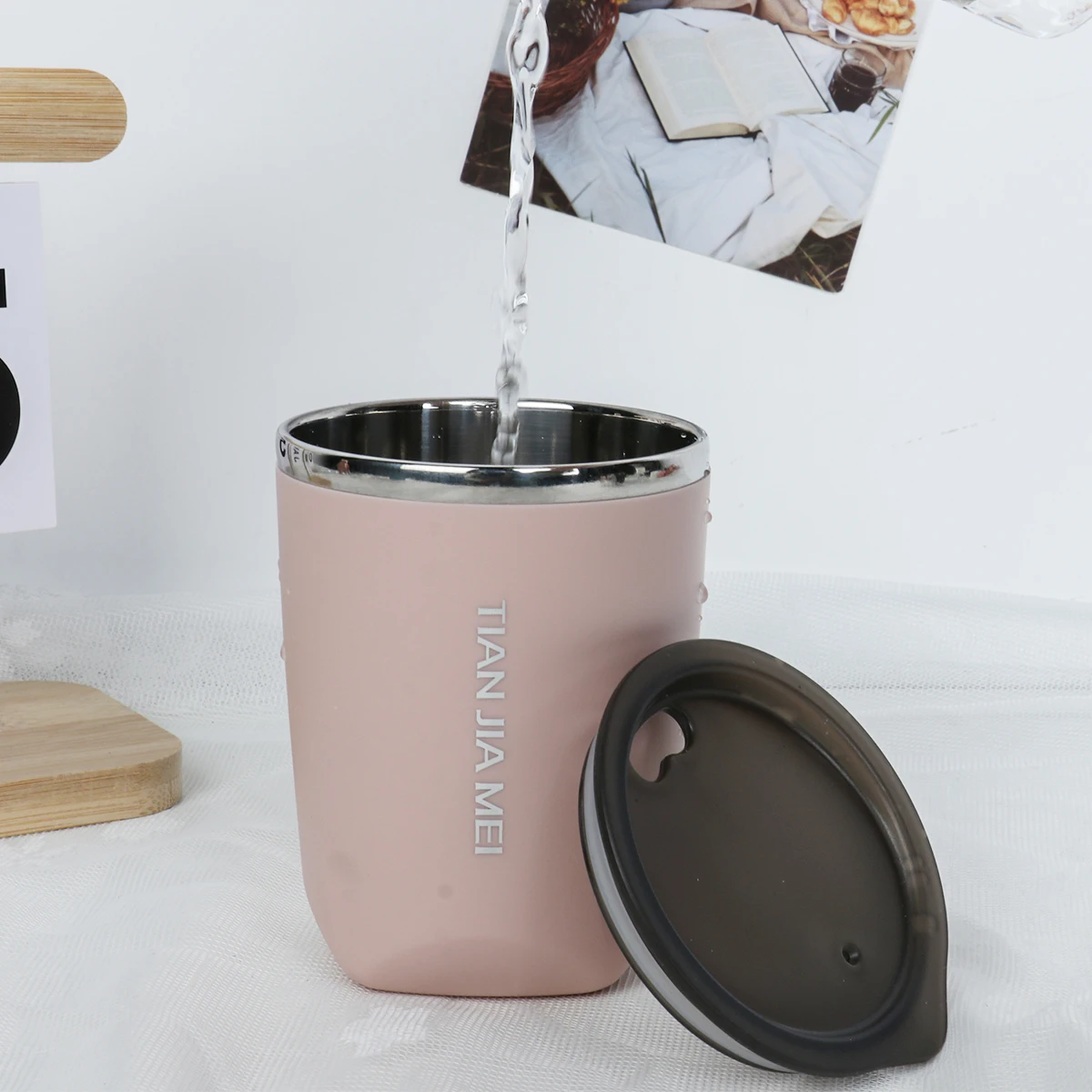 스테인리스 스틸 보온병 맥주컵, 차 커피 물병, 진공 단열, 누출 방지 뚜껑 음료 용기, 300ml