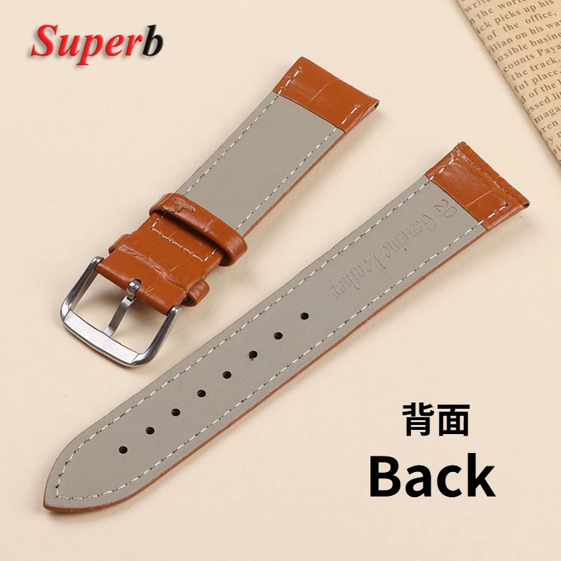 Calfskin Leather Watch Strap Slub Pattern Bracelet 12/13/14/15/16/17/18/19/20/21/22/24mm Universal Watchband Accessories