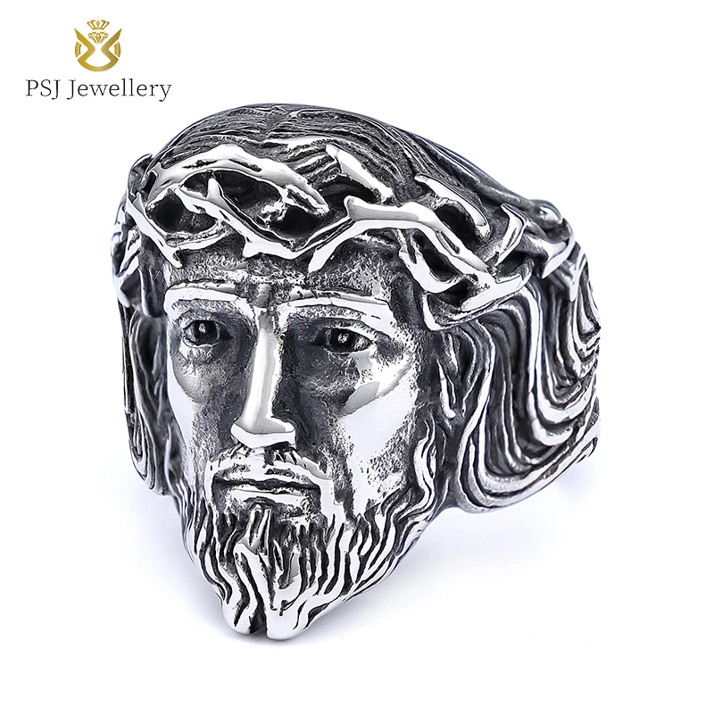 

PSJ Jewelry Fashion Vintage Human Head Design Titanium Stainless Steel Rings for Men