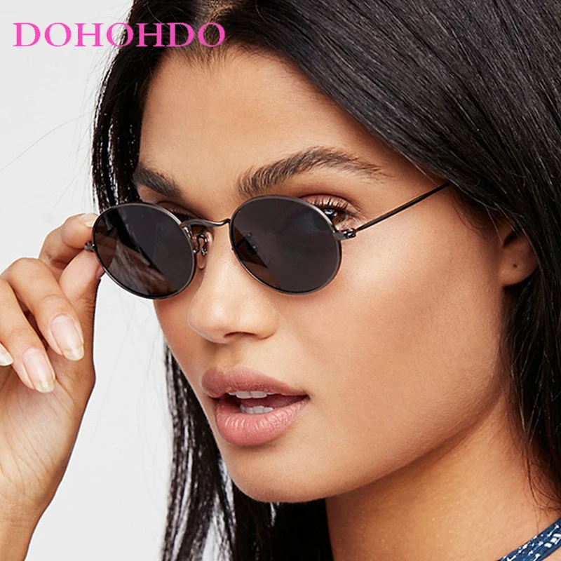 Luxury Brand Design Retro Oval Metal Sunglasses For Women Men Trendy Round Y2k Sunnies Small Style Vintage Shades Sun Glasses