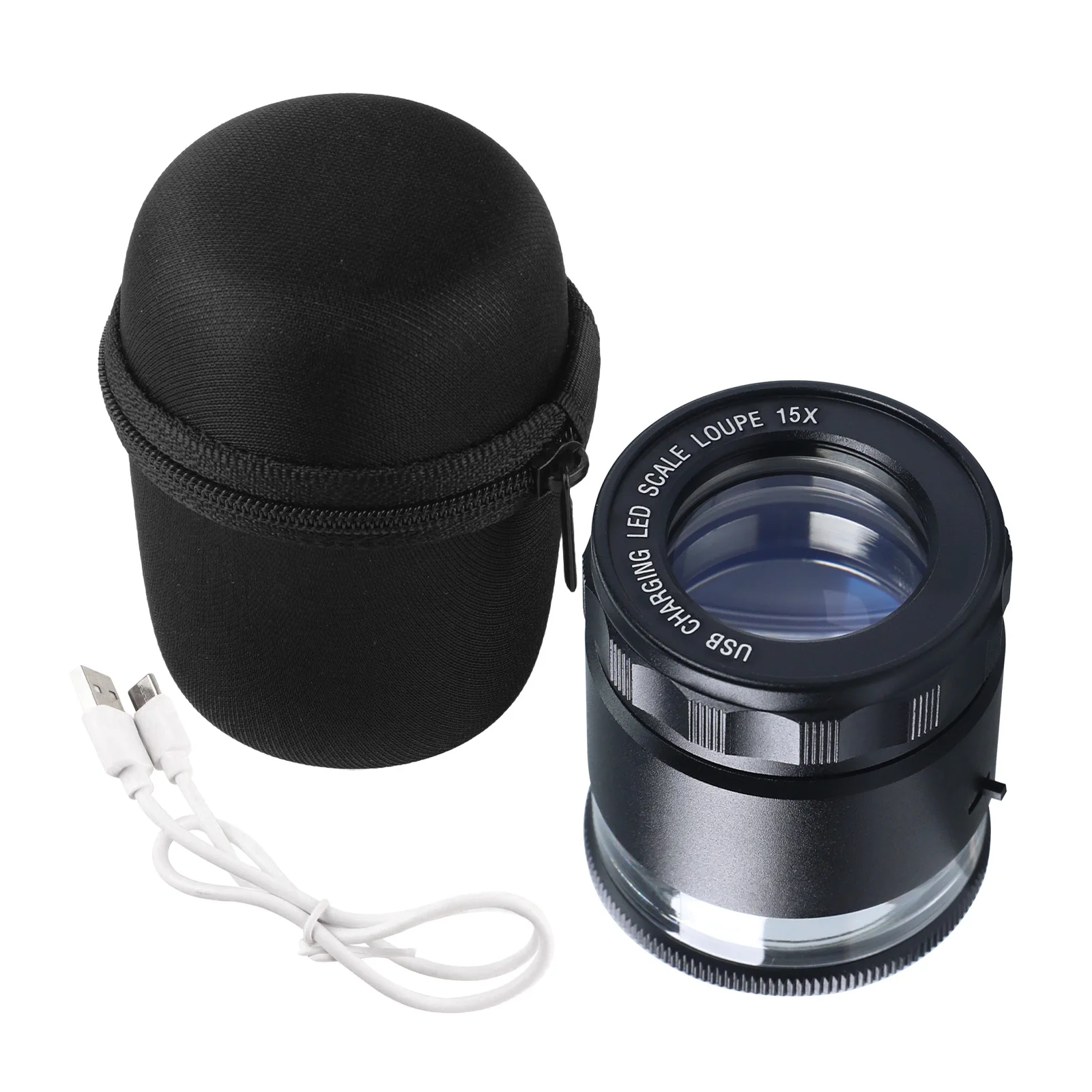 Advanced 15x LED Optical Scale Loupe USB Rechargeable Magnifier for Precision Measurement with 6 LED Light 20mm Scale Chart