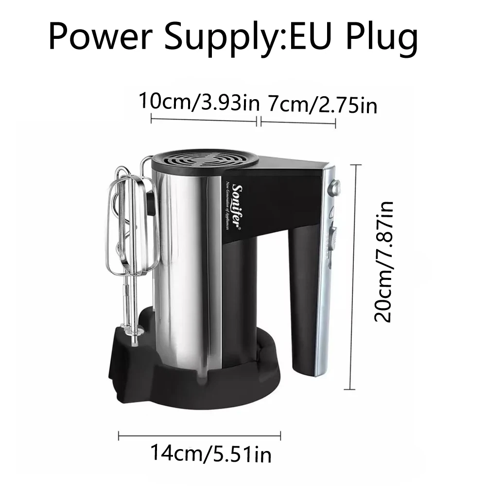 1 Sonifer European plug egg beater mixer and noodle milk frother with 5-speed speed regulation, 300W power, easy to clean