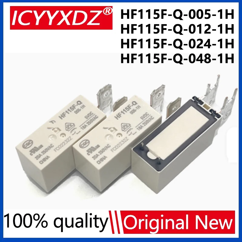 5Pcs/lot New power relay HF115F-Q-005-1H HF115F-Q-012-1H HF115F-Q-024-1H HF115F-Q-048-1H HF115F Q 012 024 1H 20A 5V 12V 24V 48V