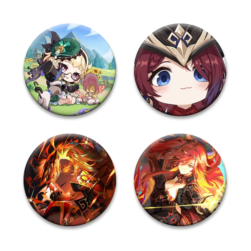 Mavuika,chasca,Pyro Archon,Haborym,Emilie,Xianyun Cartoon Pins Game Anime Figure Brooch Round Creative Badge Backpack Accessorie