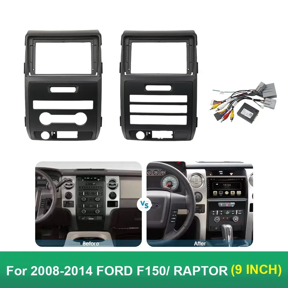 For 2008-2014 FORD F150/ RAPTOR (9INCH, LHD,)Car Radio Fascias Android GPS MP5 Stereo Player 2 Din Head Unit Panel Dash Frame