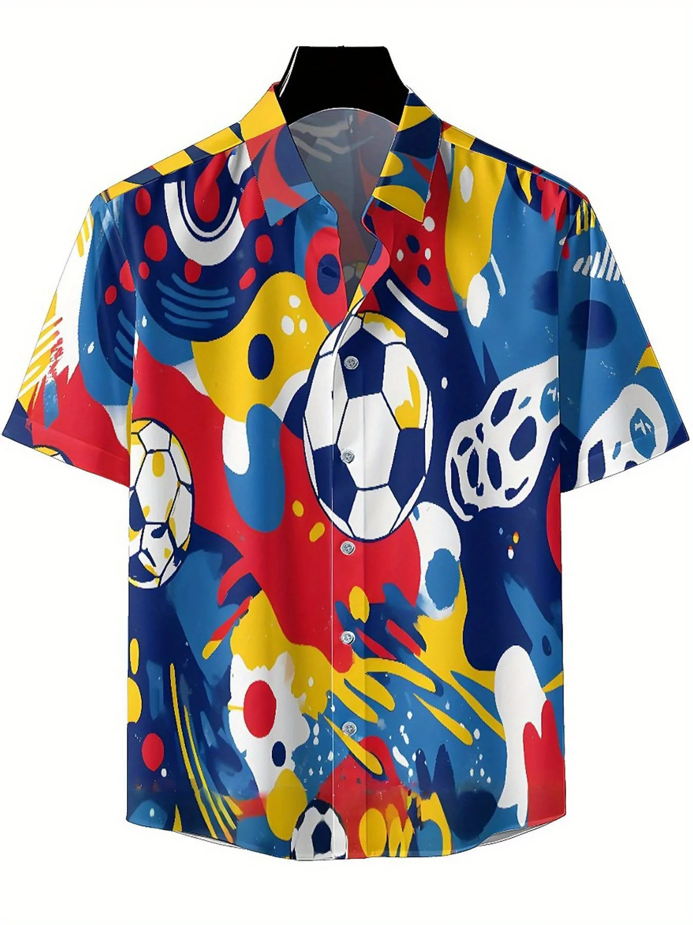 Men's Plus Size Hawaiian Shirts Colorful Football Theme pattern,Unisex Baggy Aloha Shirts,summer Alternative Clothing