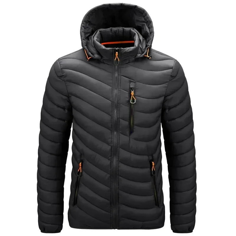 Warm Jacket Men Windbreaker 2023 New Spring Autumn Hooded Parkas Men's Fashion Casual Lightweight Cotton Padded Jacket Coat Male
