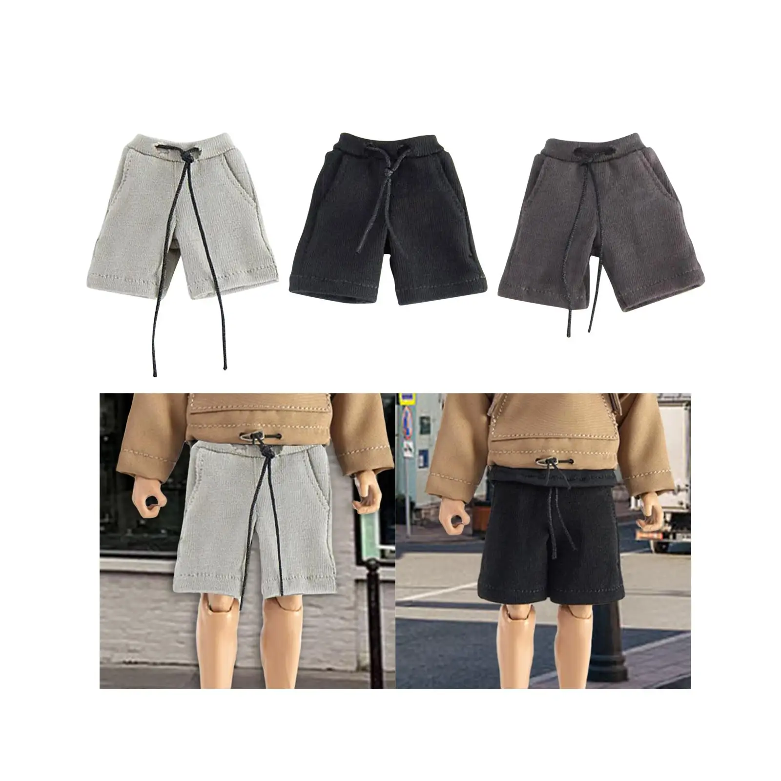 Shorts miniatures pour hommes, échelle 1:12, accessoires, tenue, figure masculine, pantalon, costume pour 6 en effet