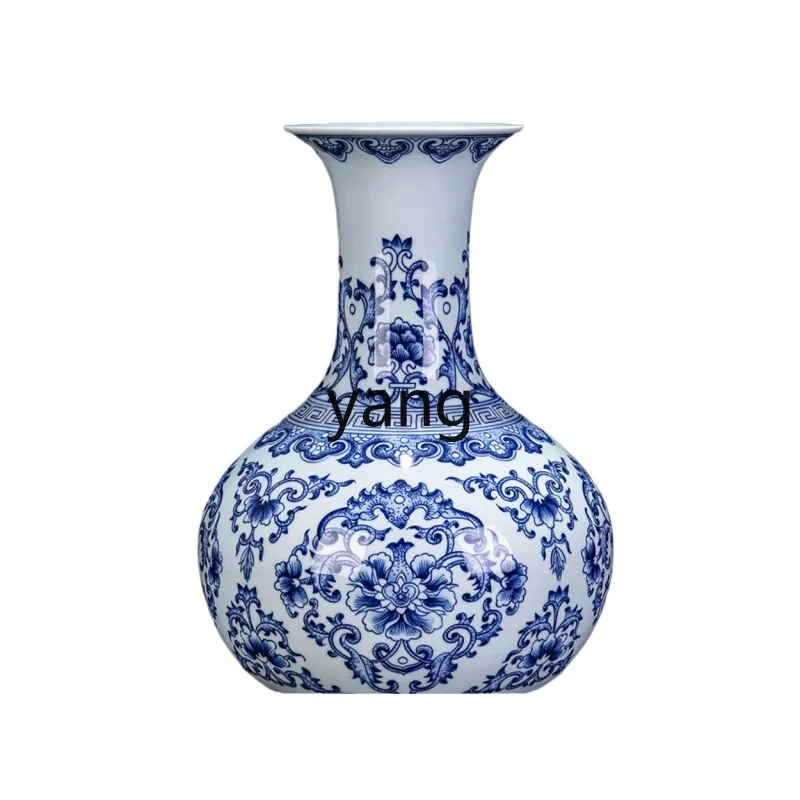 

HRC ceramics antique hand-painted blue and white porcelain Chinese living room Bogu frame large flower arrangement