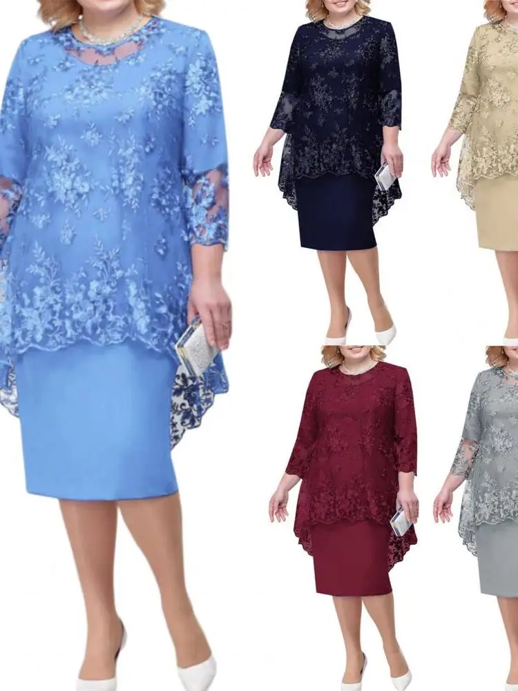 Grote maat kant geborduurd Dr-set hoge taille A-lijn rok avondjurk Ele Fem Faion herfstcollectie 2023