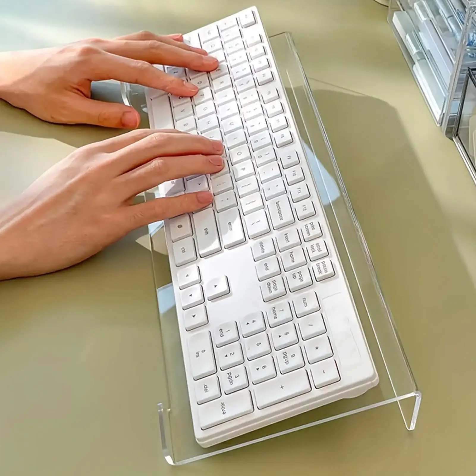 Keyboard Tray Holder for Office Computer Keyboard Stand Ergonomic Clear Tray for Home Study Room Reception School Cubicle Work