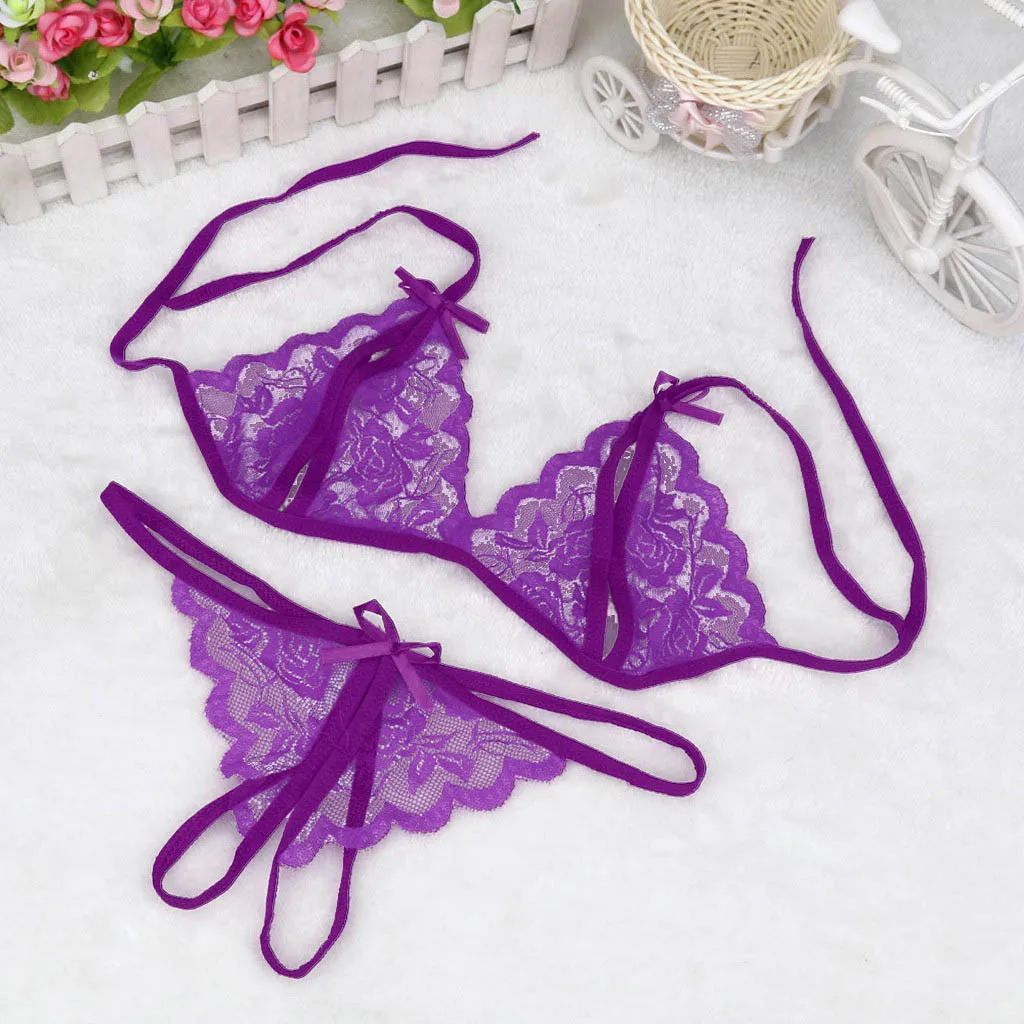 Sexy Lace Lingerie Set Sensual Women Hollow Out Transparent Women Erotic Underwear Set Porn Bra Sex G-string Panties Lingerie