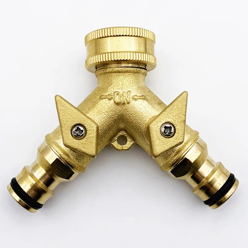 

Brass Thread 2- Way Garden Tap Water Splitter Copper Y Irrigation Valve Quick Connector Cranes Adapter 1pcs 75x95mm