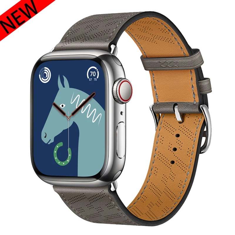 Кожаный ремешок для Apple Watch ultra 2, ремешок 49 мм, 46 мм, 42 мм, 44 мм, 45 мм, 40 мм, 41 мм, браслет Correa iWatch Series 3 6 5 4 SE 7 8 9 10