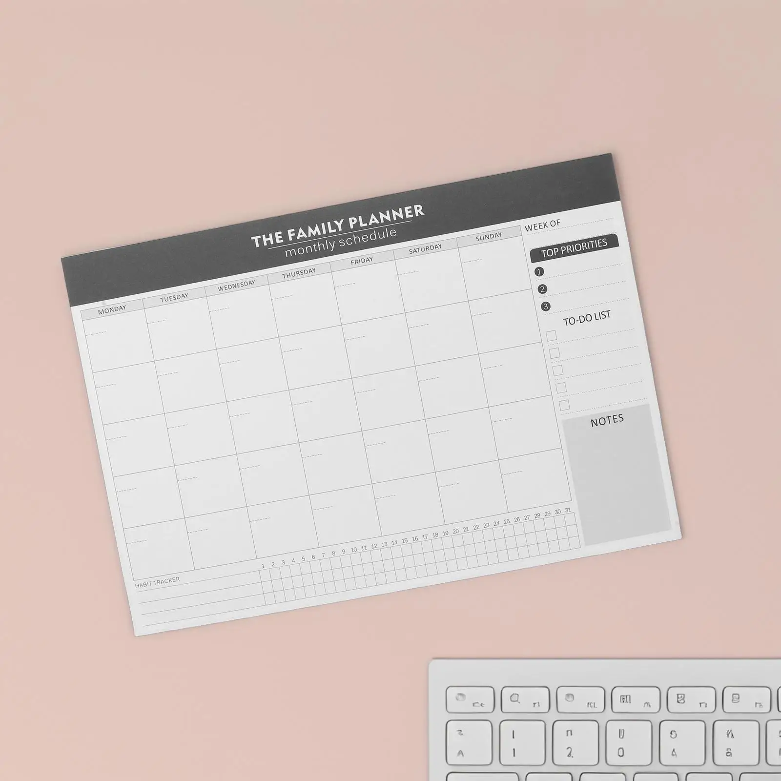 1 Buku Catatan Perencana Bulanan Kertas Hitam Daftar Periksa Guru Besar Agenda Memorandum Pelacak Tugas Harian Jadwal Mingguan Siswa