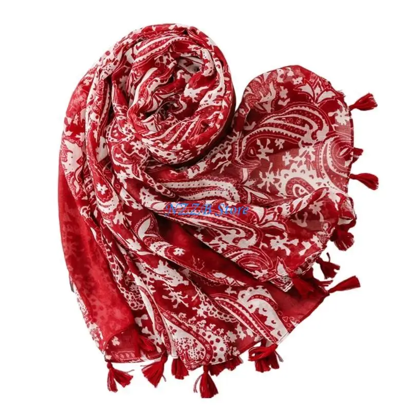 

T21F Elegant Cashew Scarf Shawl Lightweight and Multiuse Shoulder Wrap Scarf for Various Outfit and Occasion Popular Scarf