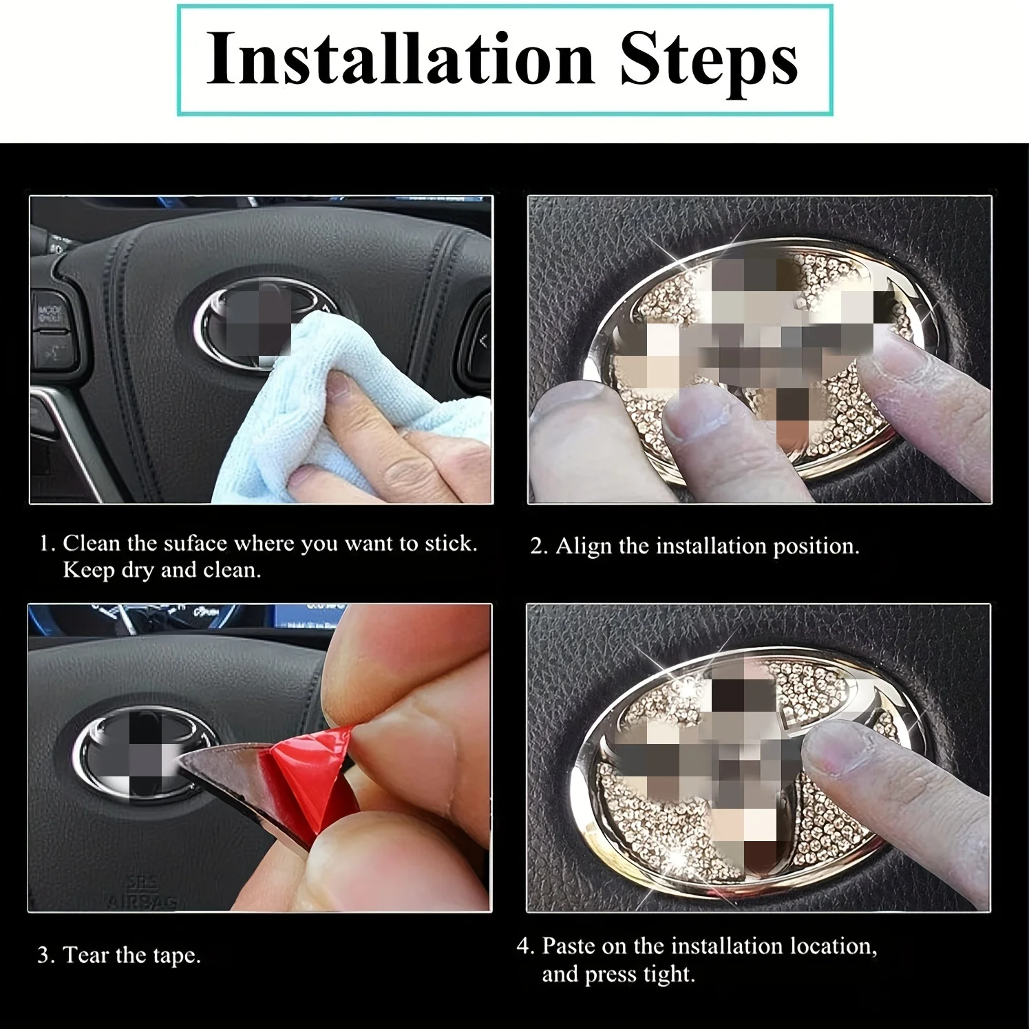 Car Steering Wheel Sticker Crystal Diamond Decal For Toyota Steering Wheels Decorative Accessories Crystal Sticker Accessories view 6
