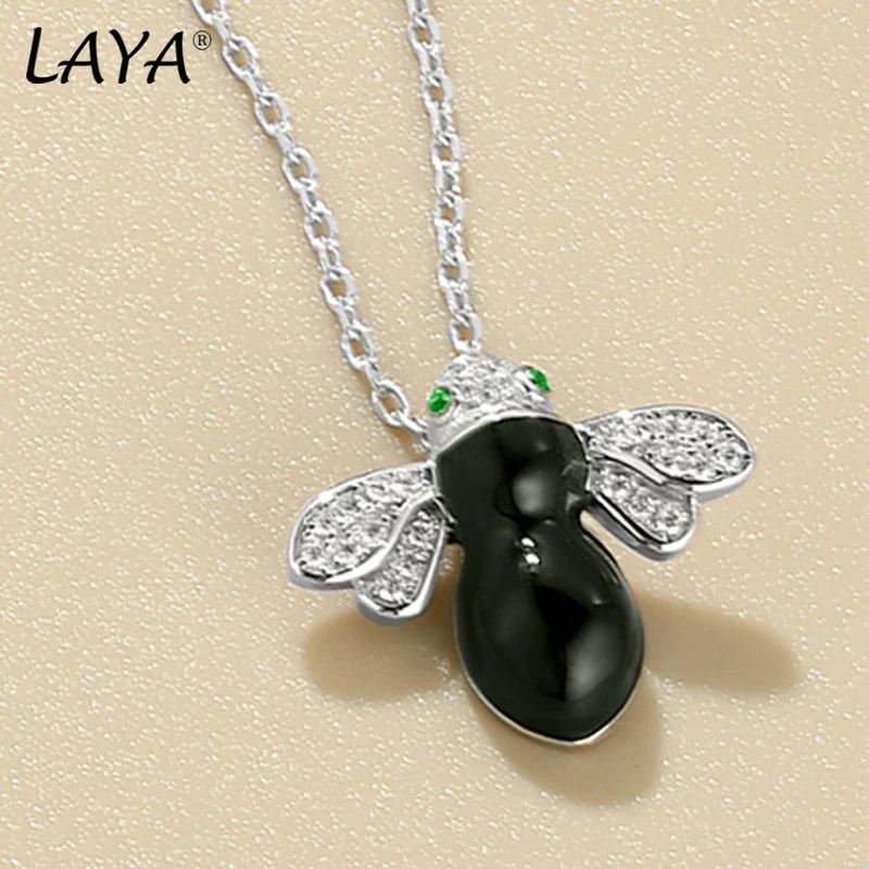 

LAYA 925% 100, чистое серебро, эмаль ручной работы, блестящий циркон, кулон в виде животного, ожерелье, подходит для девочек, оригинальные украшения