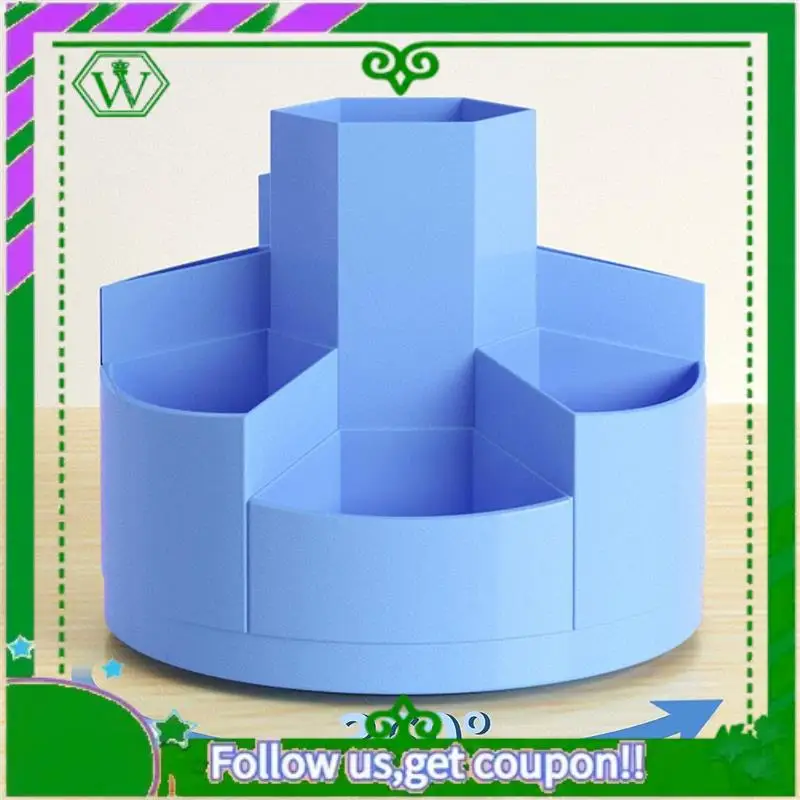 

Вращающийся держатель для карандашей, настольный органайзер, горшки для карандашей, держатель для кистей для макияжа + 11 отделений для дома, синий