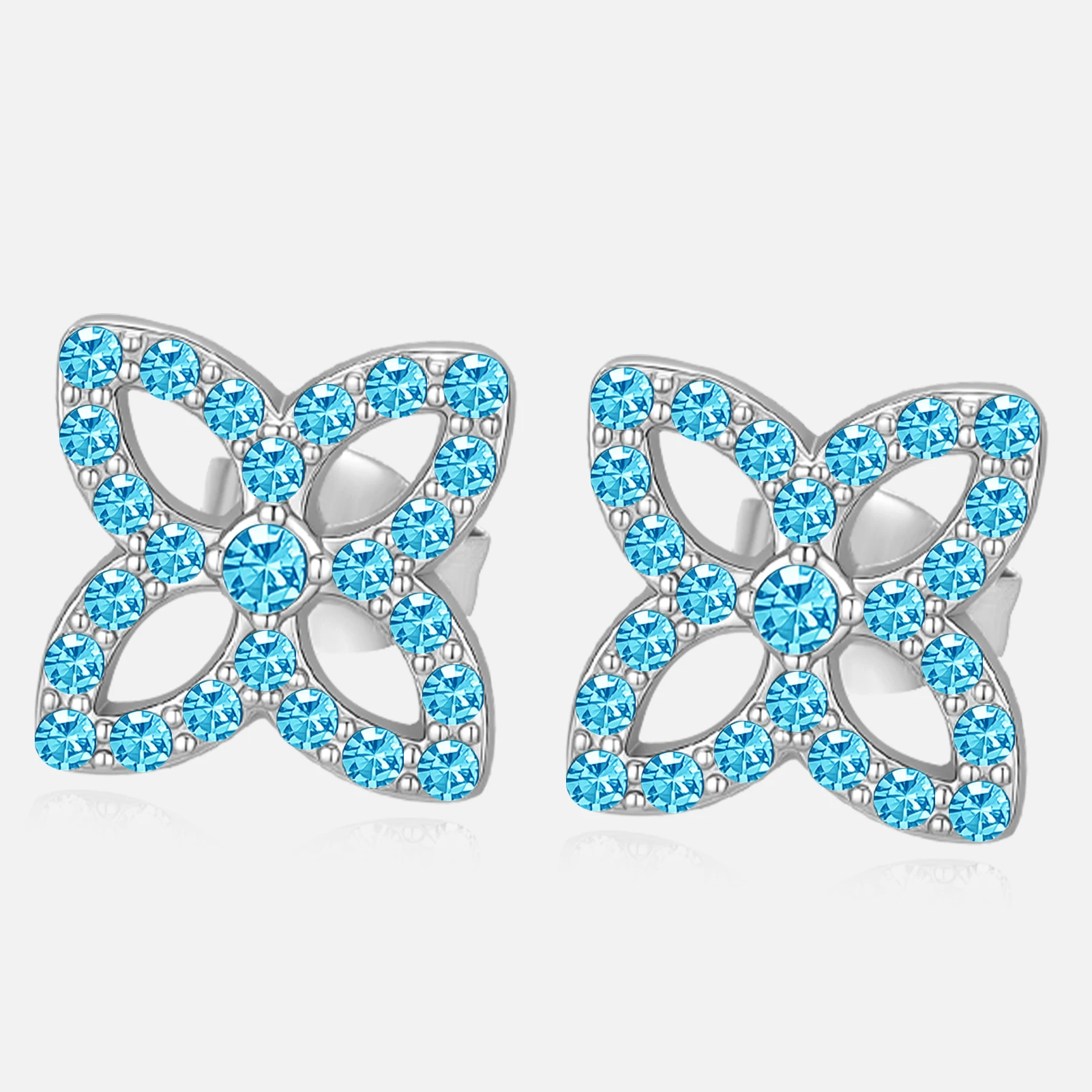 Eueavan 3D Vierblättriges Kleeblatt Kristall Ohrstecker Edelstahl Kristall Glücksbringer Kleeblatt Blumen Schmuck Damen Ohrringe Großhandel – Detail 1