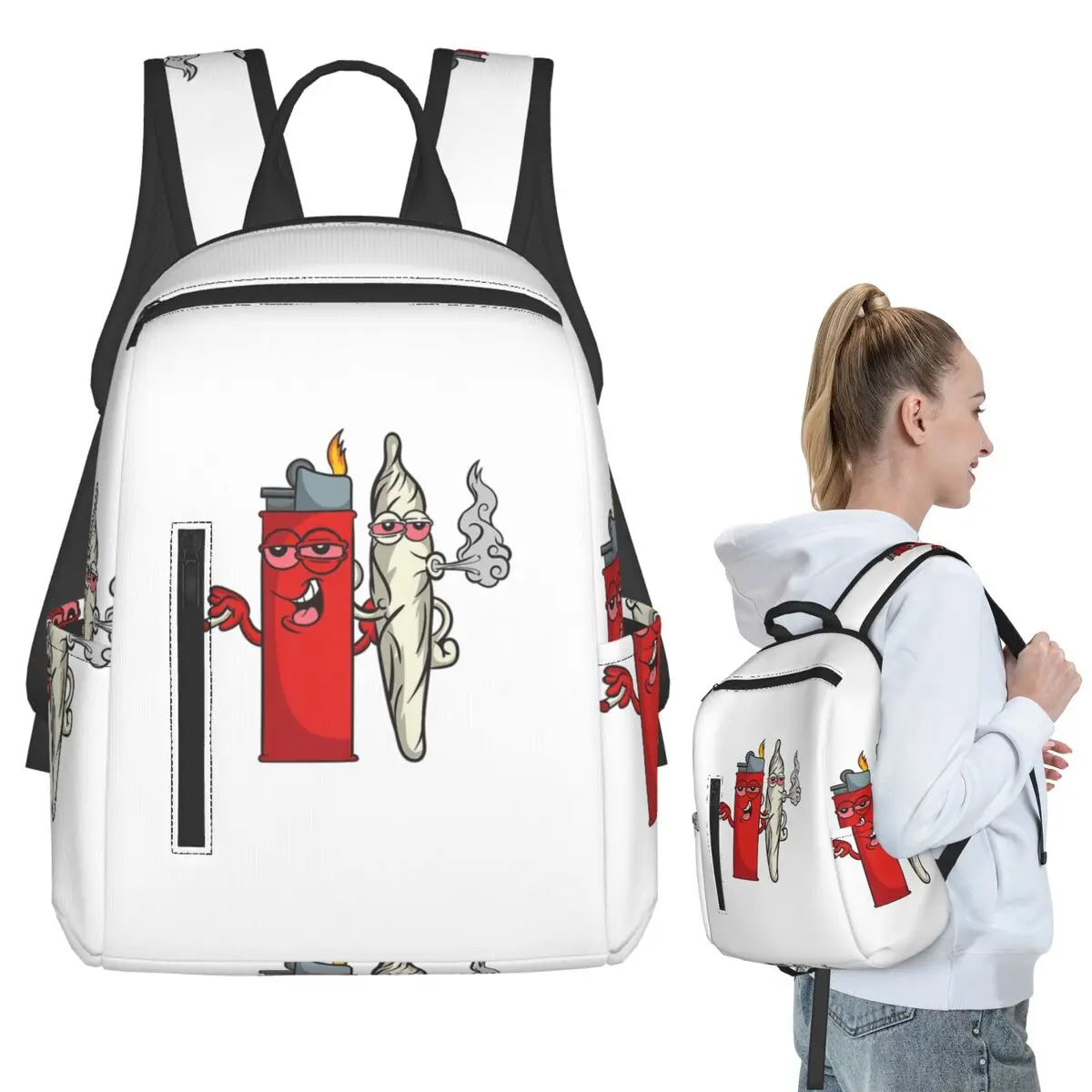 

Weed Bud Joint Lighter Backpack Student BookBag Kids School Bag Computer Shoulder Bags Boys Girls