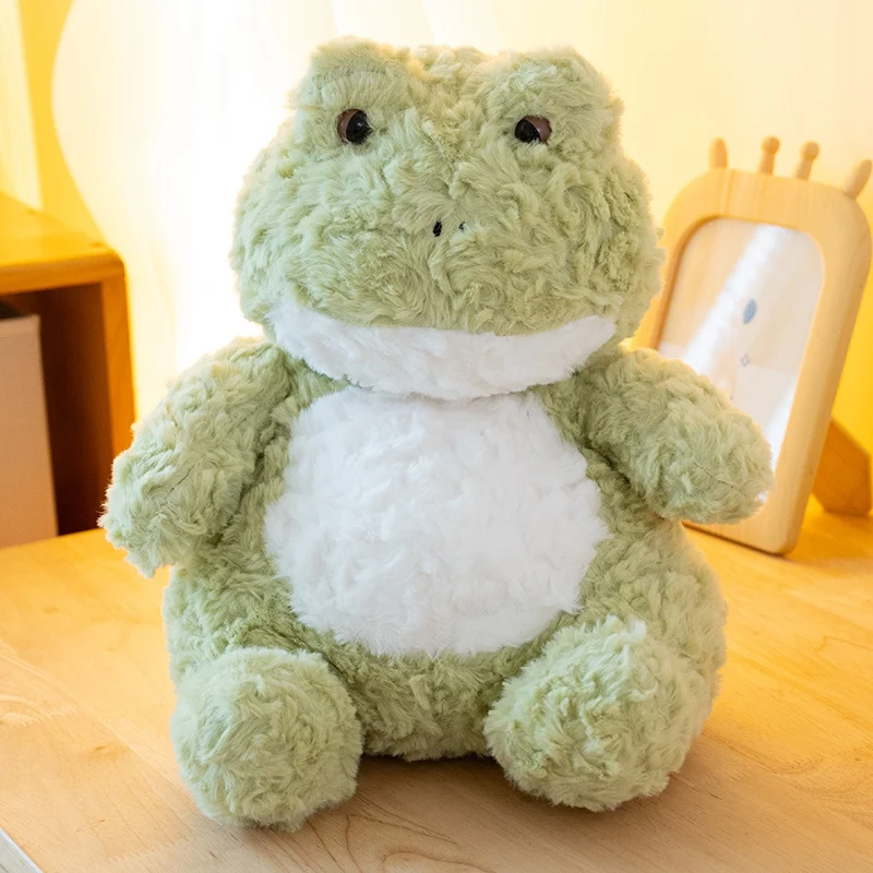 Lindo muñeco de peluche de mapache perezoso, curado, marioneta de rana perezosa, almohada de felpa de gato, decoración de sofá suave Kawaii para habitación, regalos de cumpleaños y Navidad para niños