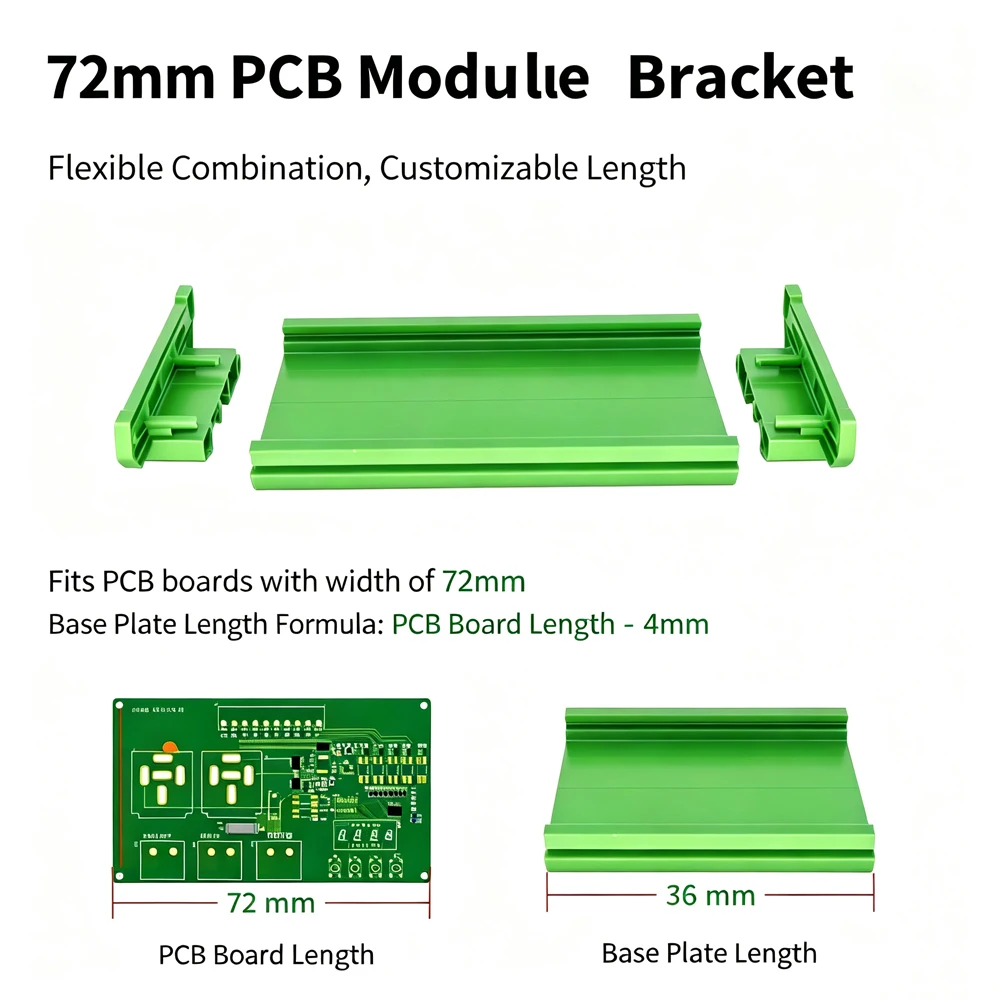 72mm PCB Module Bracket DIN Rail Mount Housing Base 40‑140mm For PLC Relay Circuit Board Terminal Block PCB Module Installation view 6