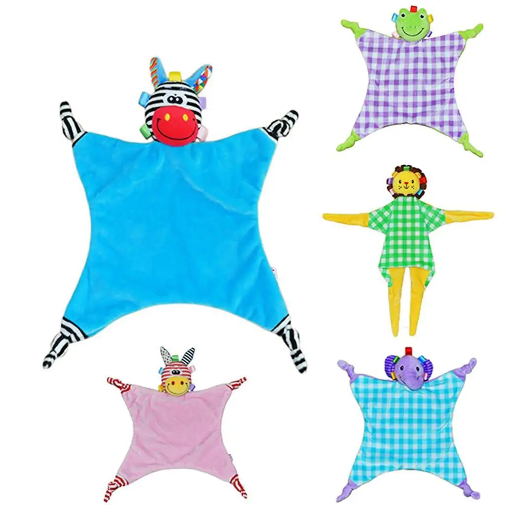 Unisex Baby Security Blanket Kids Soft Plush Teething Cloth Teething Hand Bell Toy for Infant and Toddler