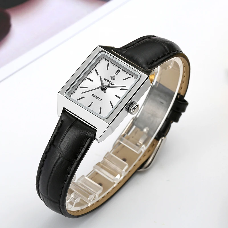 WWOOR New Watch For Women Quartz Leather Bracelet Wristwatch Luxury Ladies Dress Women Small Watch Female Waterproof Reloj Mujer