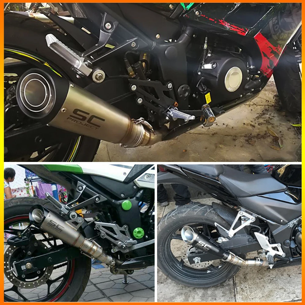 51 مللي متر/60 مللي متر دراجة نارية العادم SC الخمار الأنابيب Z250 Z300 Z400 ZX10 MT0709 R25 R3 R6 لكاواساكي نينجا هوندا ياماها/3 طبقة
