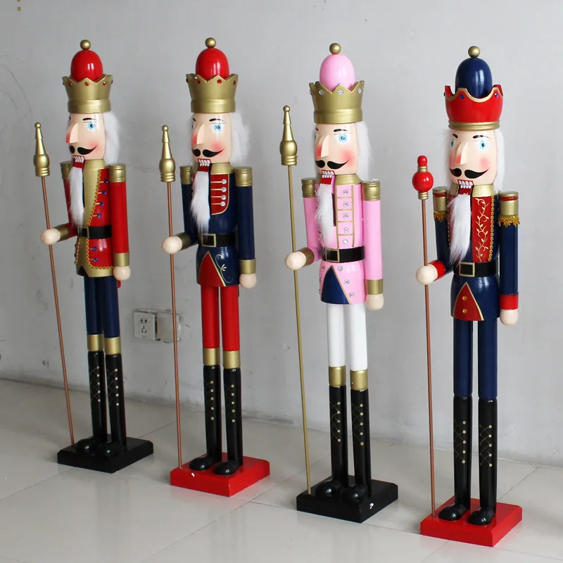 Wooden Nutcracker Soldier Figurines Ornaments 120CM Nutcracker Puppet Desktop Crafts Kids Gifts Christmas HomeDecorations