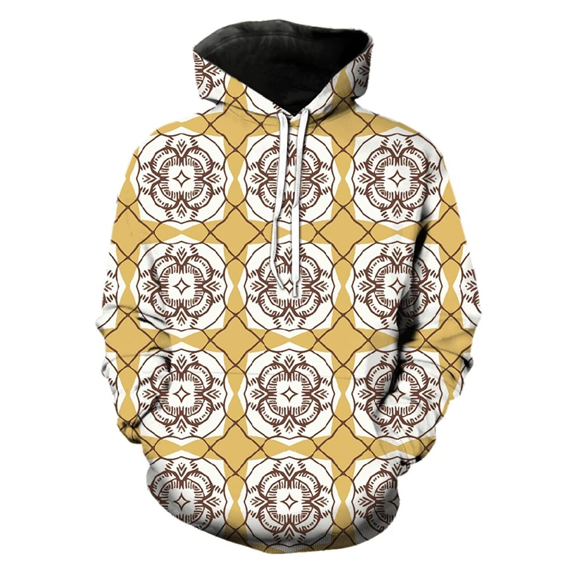 

African Ethnic 3D Print Hoodie Retro Fashion round Neck Sweatshirt Men Women Casual Oversize Pullover Top for Fall