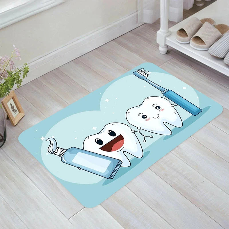 Dentist Tooth Dental Hospital Floor Mat Carpets Carpet Entrance of House Room Mats Balcony Home Kitchen Rug Rugs Foot Door Bath