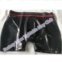 Red with Black Fetish Latex Panties Rubber Shorts with Front Zip Sexy Latex Short Pants Rubber Men's Panties Shorts