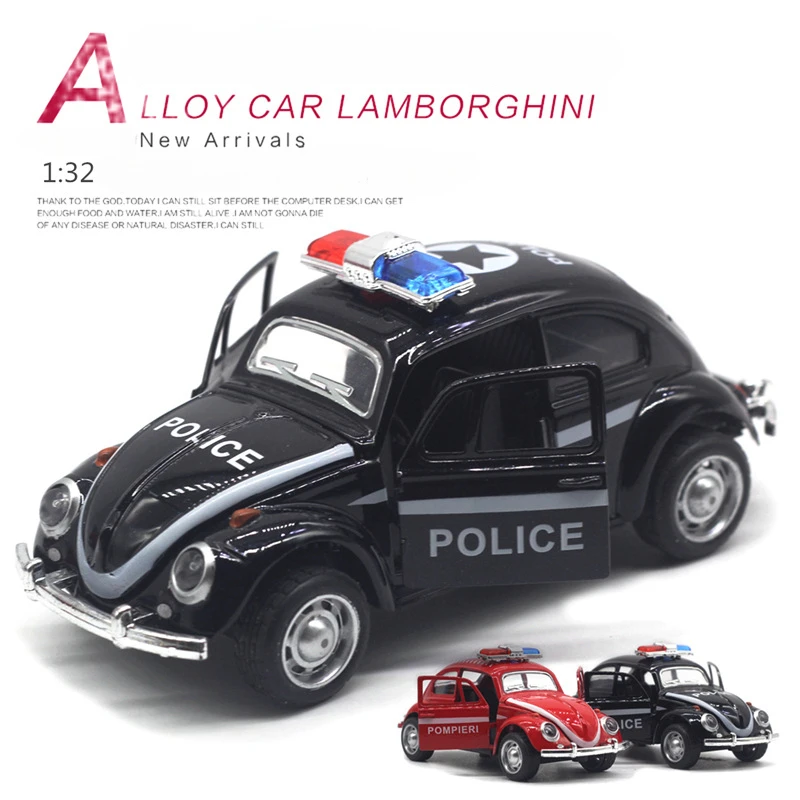 1:32 Volkswagen Beetle coche de policía motor de bomberos modelo de coche de aleación juguetes clásicos Diecasts modelo de coche colección niños juguetes regalos