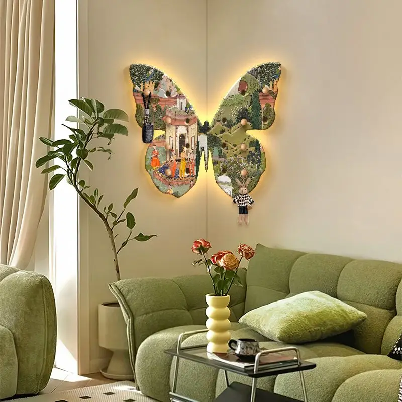 

Butterfly Wall Storage Holders Lamp Wooden Organizers Display Racks Aesthetic Auxiliary Shelves Pegboard Stand Furniture