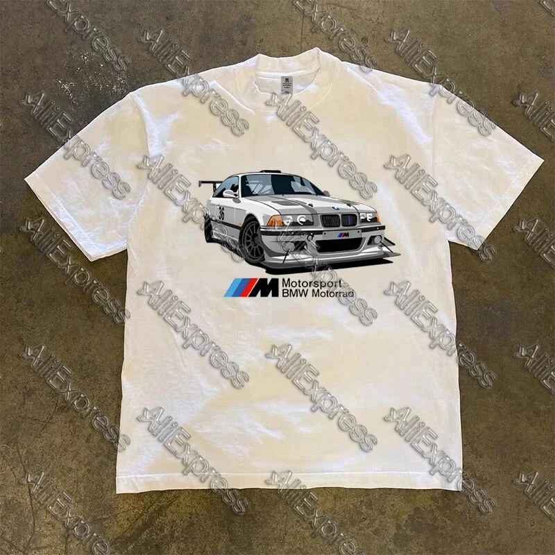 

Летняя футболка в стиле ретро BMW, футболка с круглым вырезом и принтом «Локомотив», мужской и женский одинаковый дышащий топ с короткими рукавами