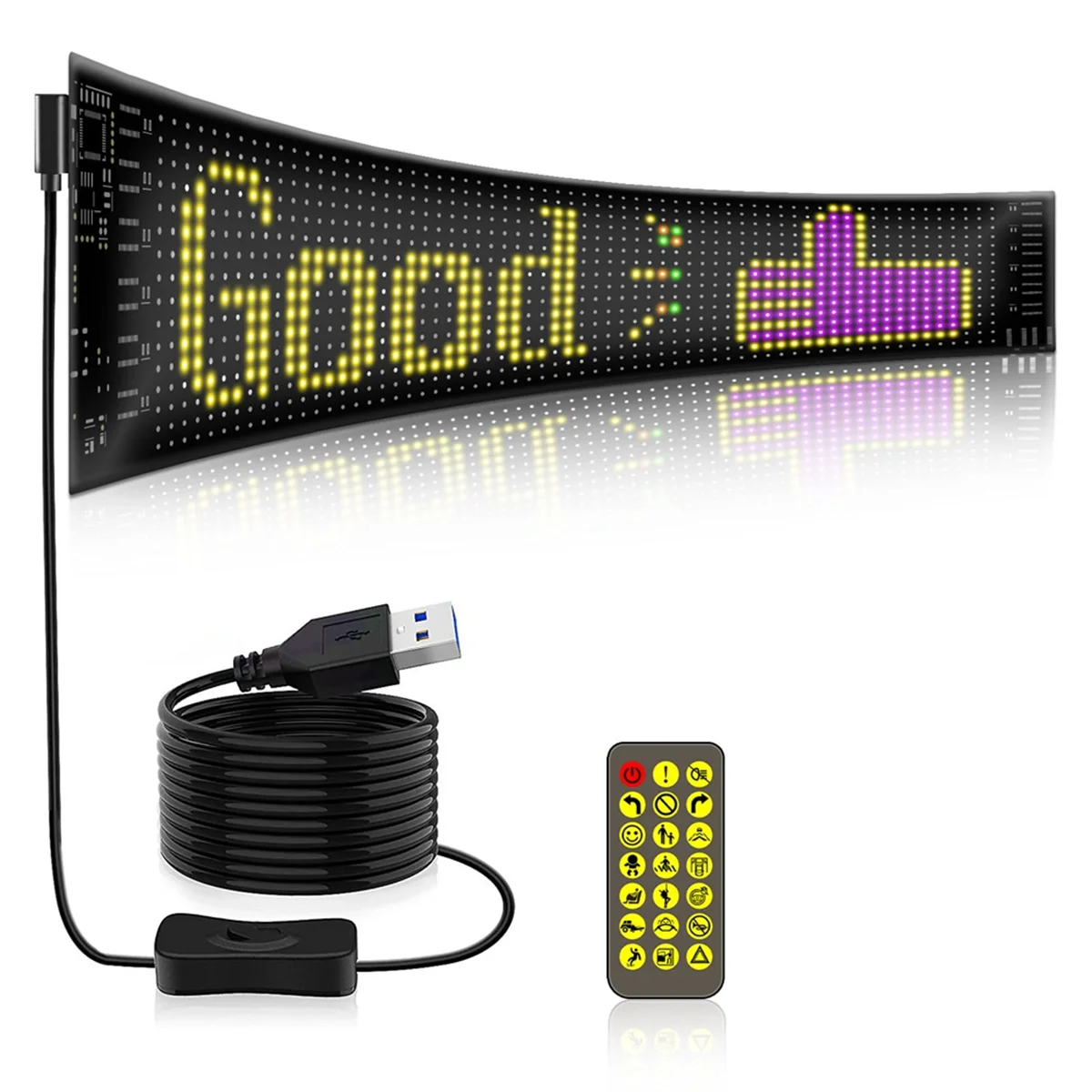 Panneau Matrix LED Programmable, Écran Flexible, Affichage IP65, Message d'Animation, Signe de Défilement, Commande de Voiture, Magasin, Bar,B