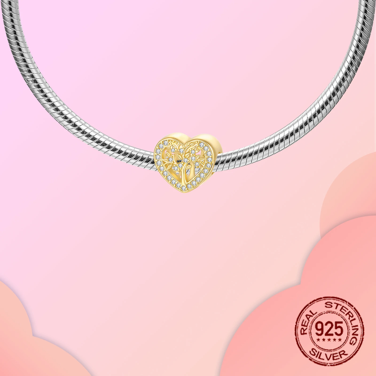 925 فضة شجرة الحياة الذهبية الأسرة الزركون المعلقات سحر صالح الأصلي سحر أساور النساء DIY مجوهرات هدية