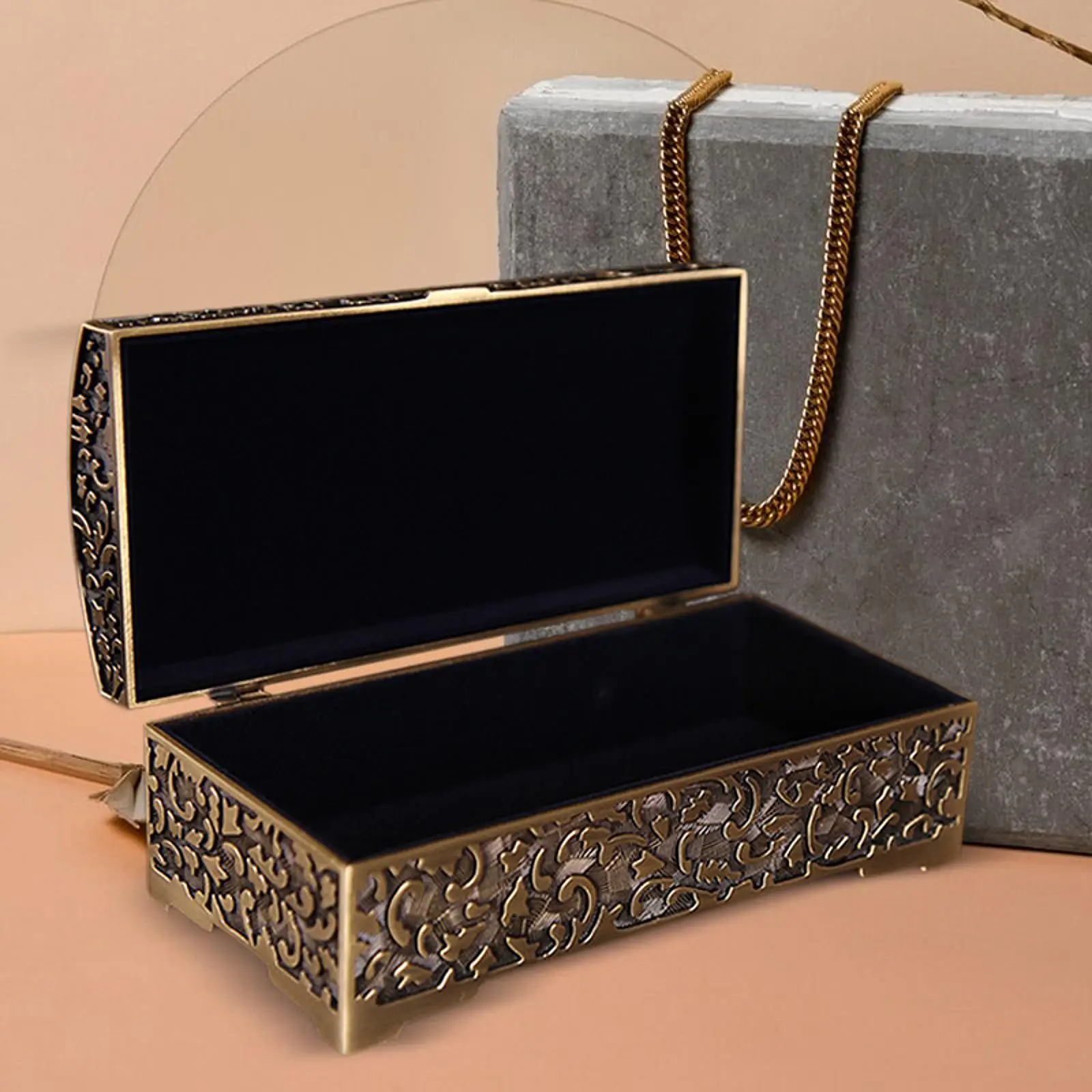 Retro Style Jewelry Case Ring Holder Home Decor Mirror Optional Rust Resistant Treasure Chest Case for Wedding Birthday Gift