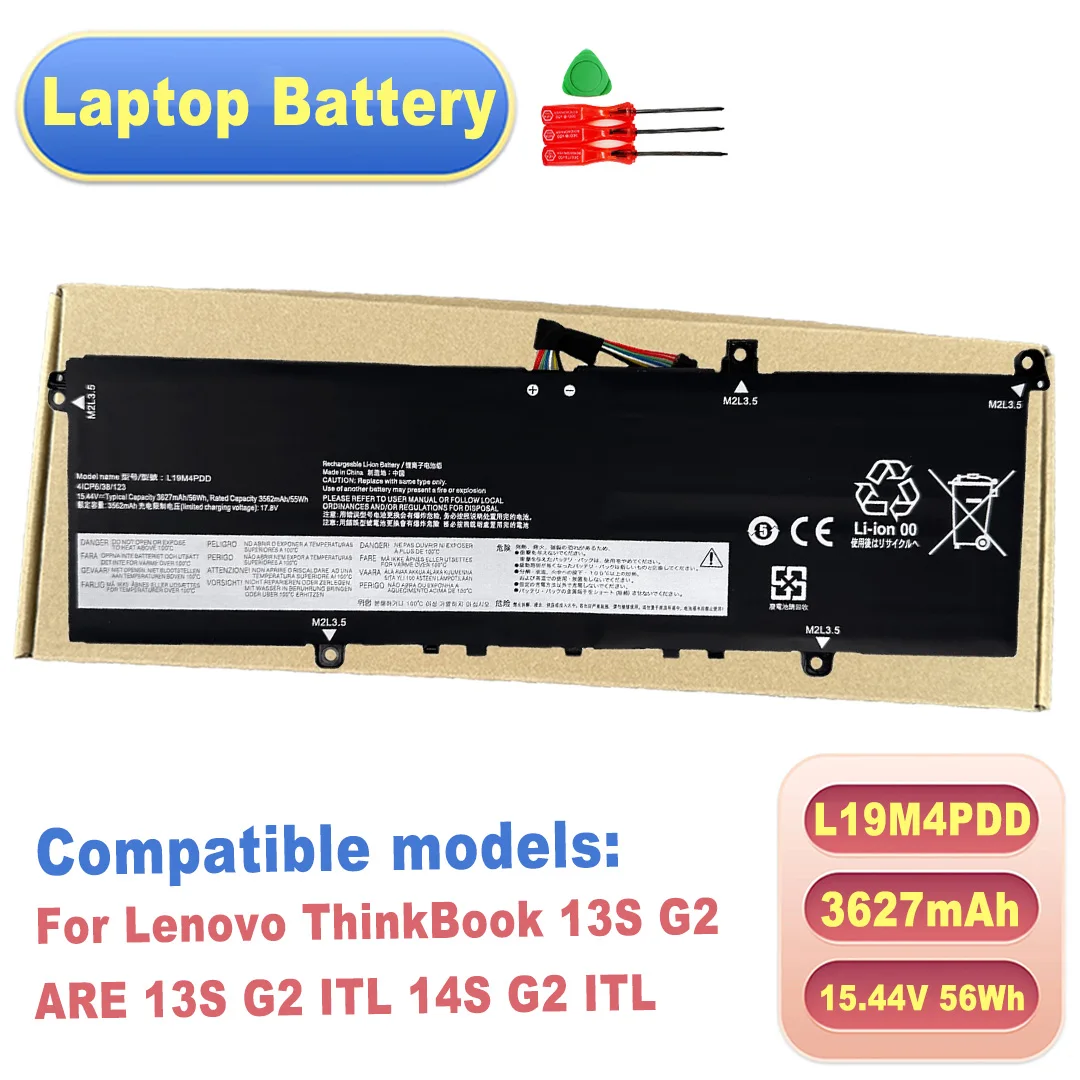 L19M4PDD L19C4PDD L19D4PDD Laptop Battery 15.44V 56Wh 3627mAh for Lenovo ThinkBook 13S G2 ARE 13S G2 ITL 14S G2 ITL