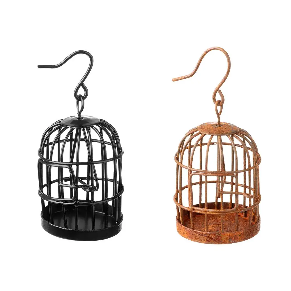 Metal Bird Cage Micro Landscape Hollow Home Hanging Decoration 1:6 1:12 Scale Doll House Desktop Mini Decor