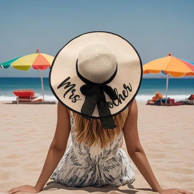 

Personalized Mrs Honeymoon Beach Hat Customized Bride Sun Hat Bachelorette Party Hat & Bridesmaid Gift for Her Bride To Be Gift