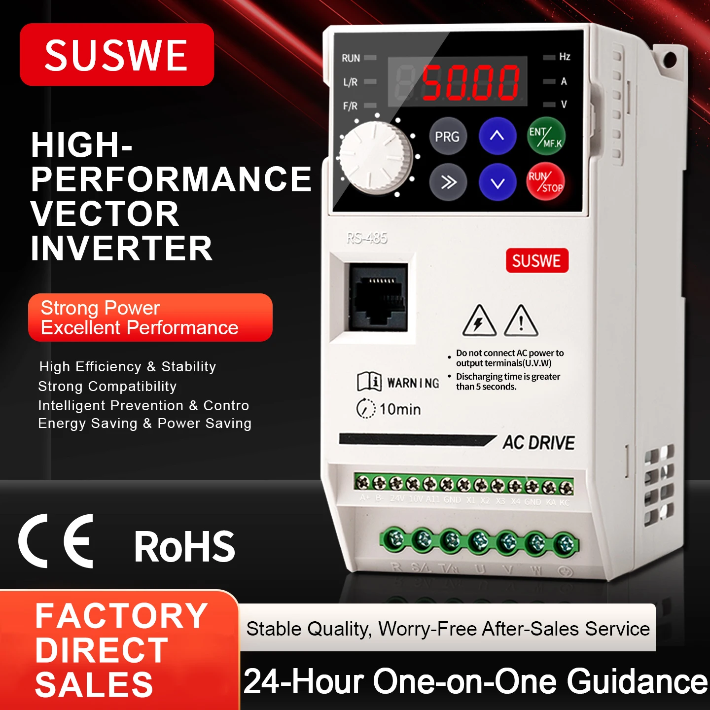 

1 HP to 50 HP Single-Phase to Three-Phase Variable Frequency Drive (VFD) Inverter for AC Motor Control at 220 Volts